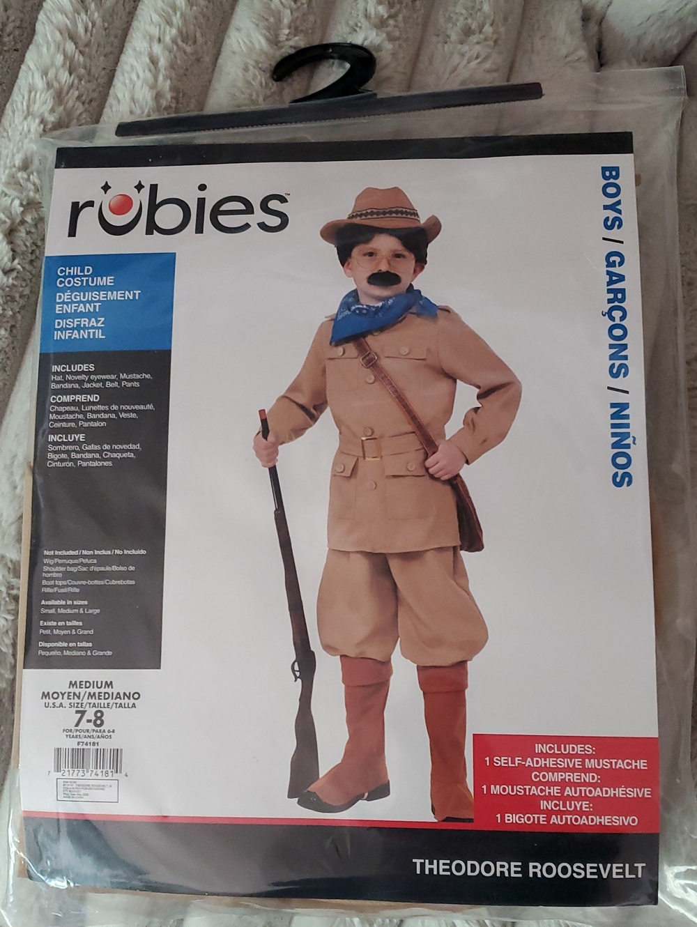 Kids Theodore Roosevelt Costume Medium 7-8 Wax Museum History Halloween